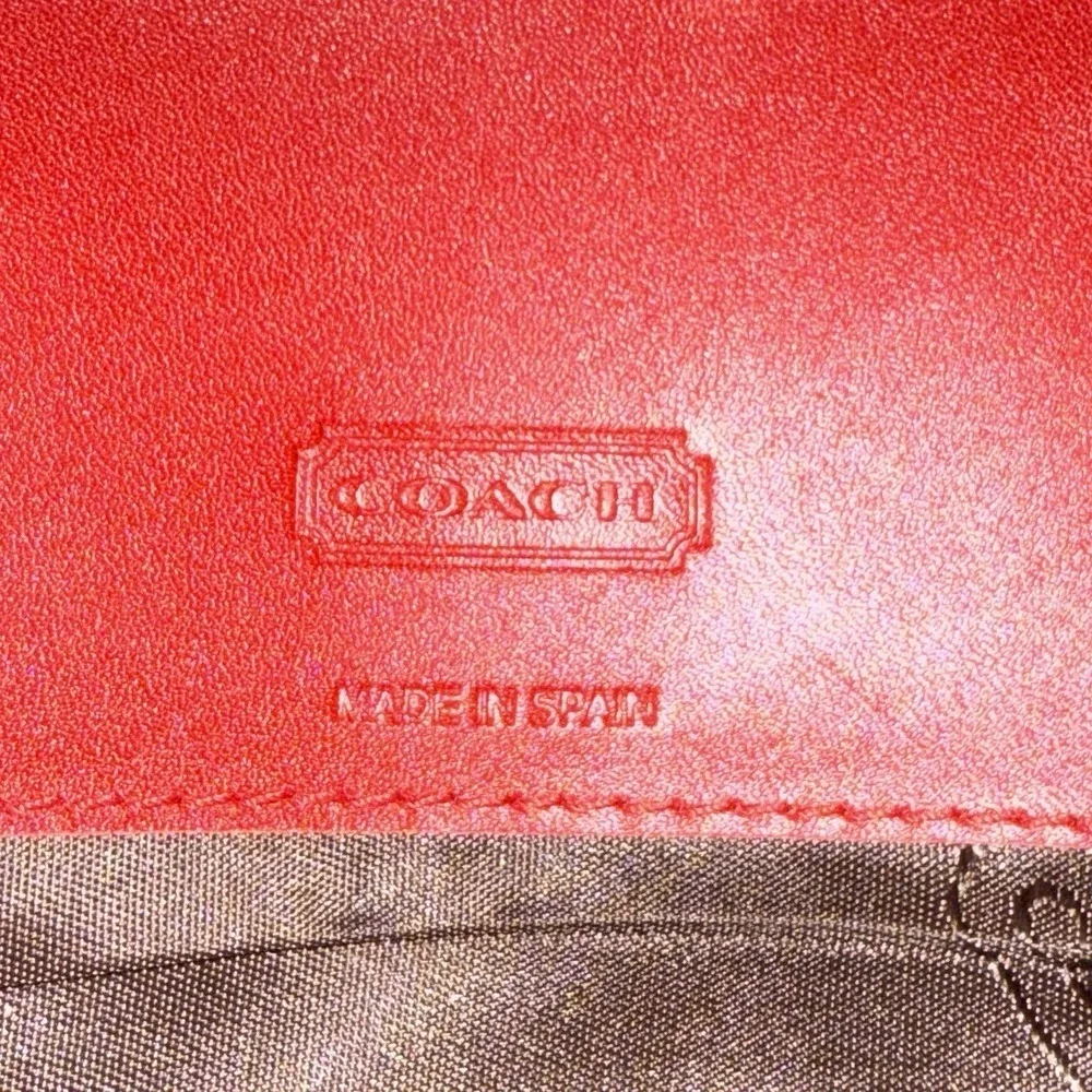 Coach Vintage Red Leather Bifold Credit Card Case Holder Wallet Made In Spain